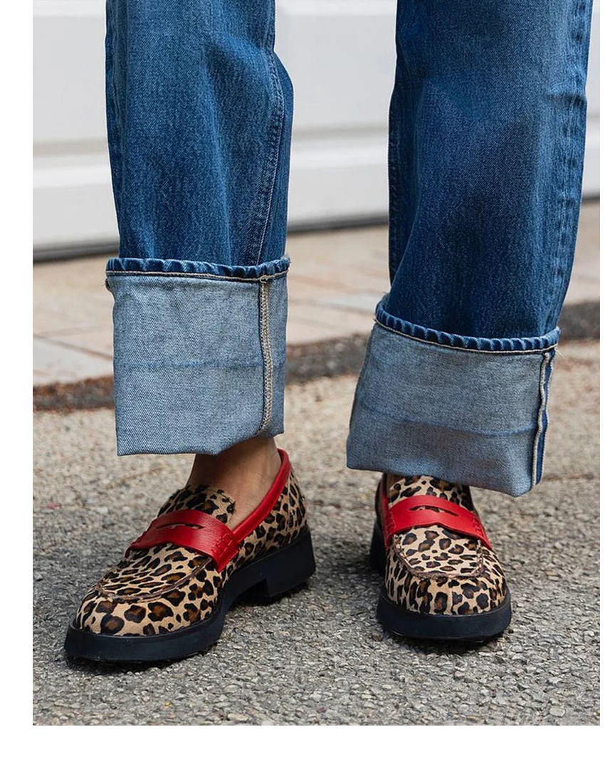 Geneva | Leopard Print Loafers with Red Details