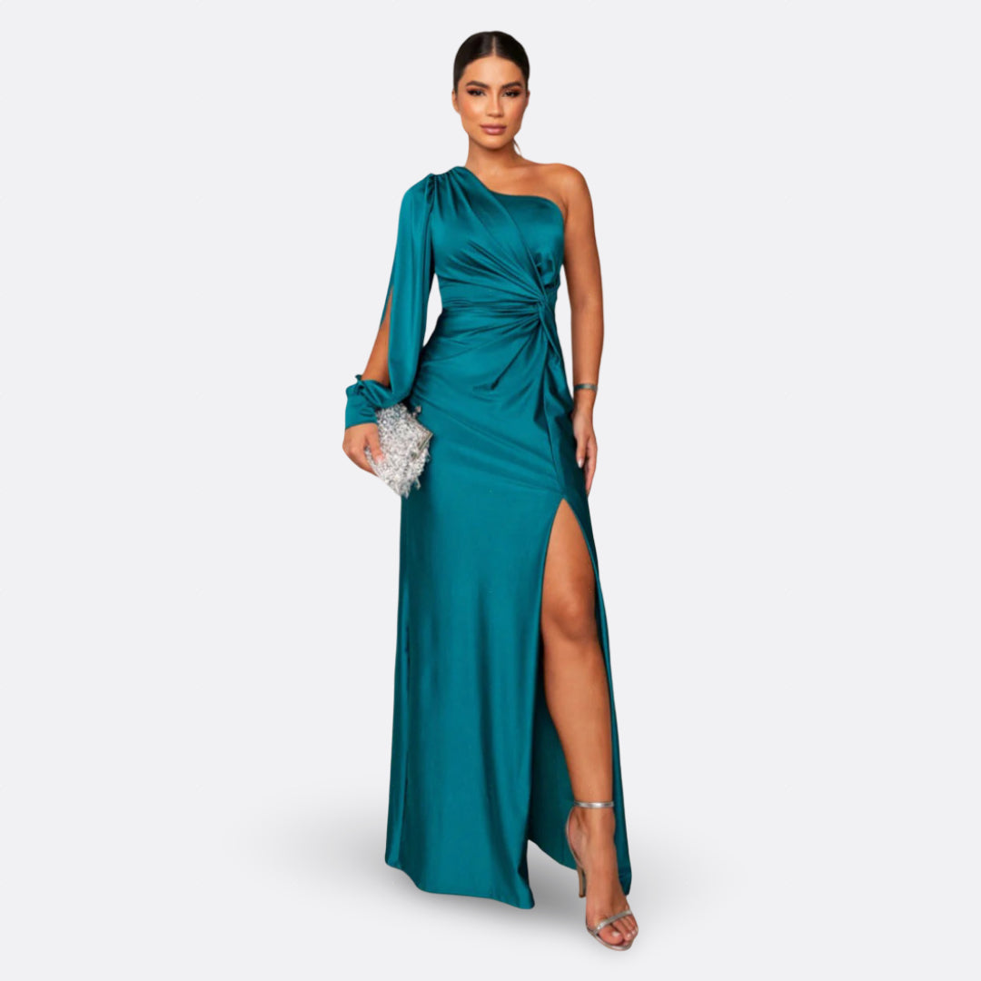 Donita | Dress with Puff Sleeves and Side Ties