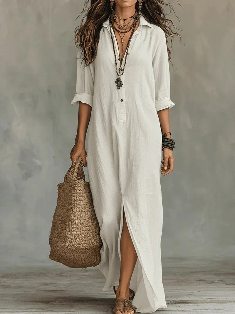Celine | Black Maxi Dress with Buttons
