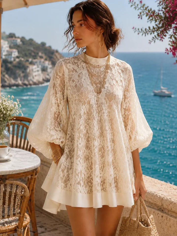 Blair | Ivory Lace Poncho Cover-Up Dress
