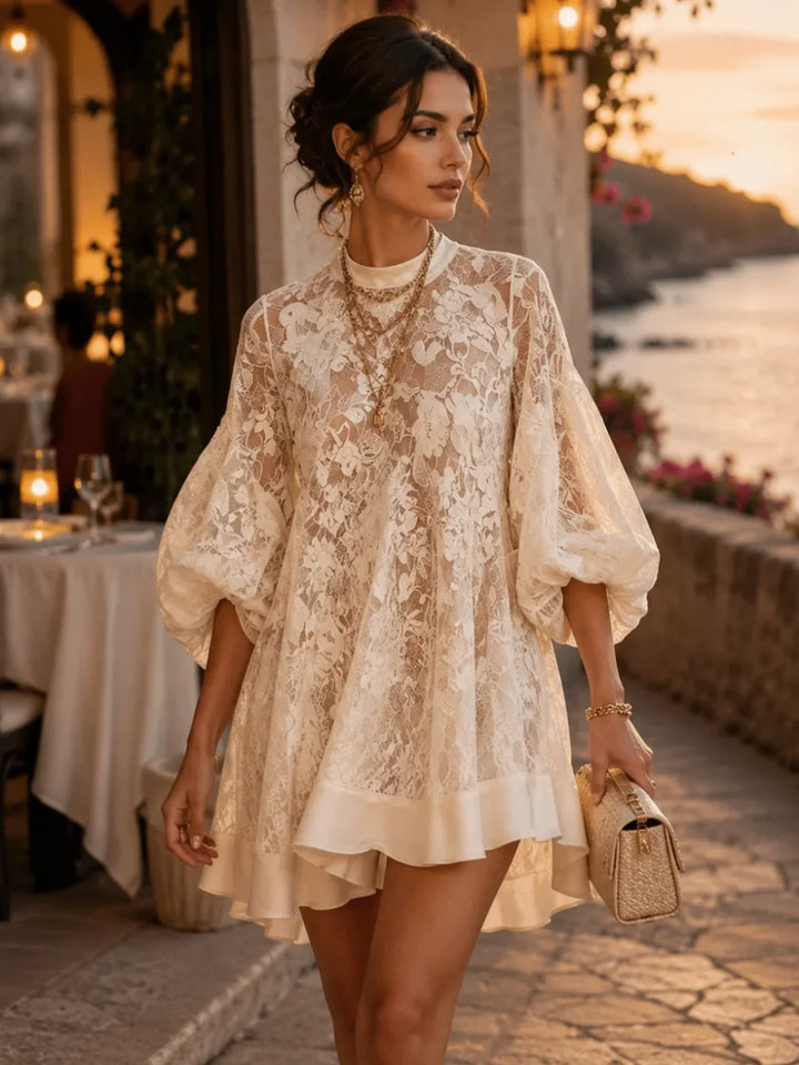 Blair | Ivory Lace Poncho Cover-Up Dress