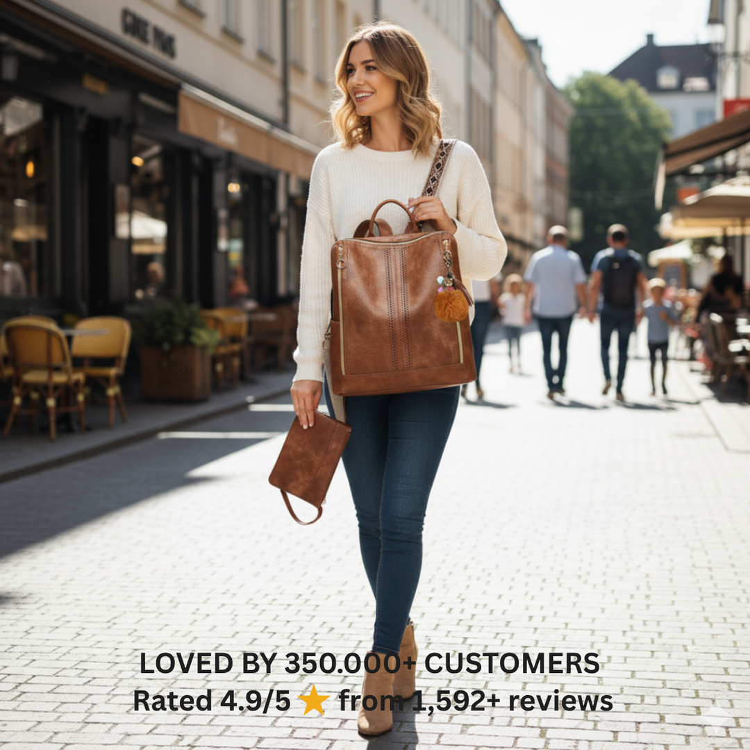 Mara | Luxury Leather 2-in-1 Convertible Backpack + Free Pouch