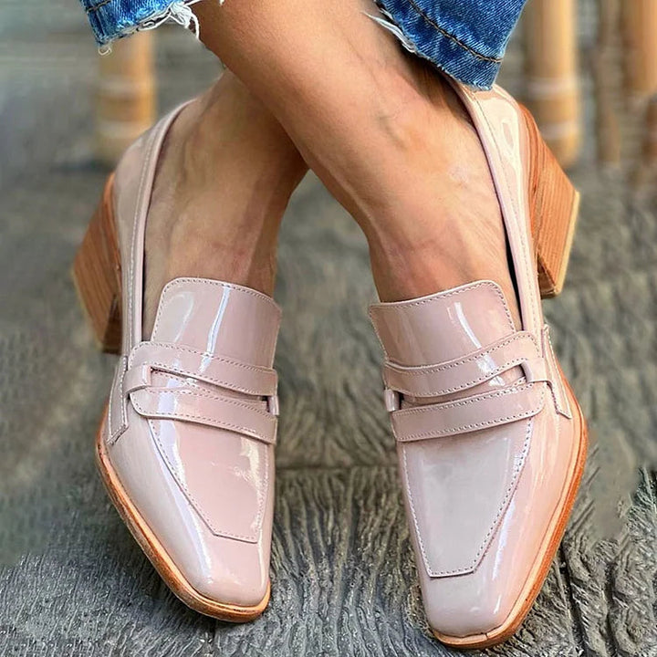Grace | Glossy Loafers with Wide Heel