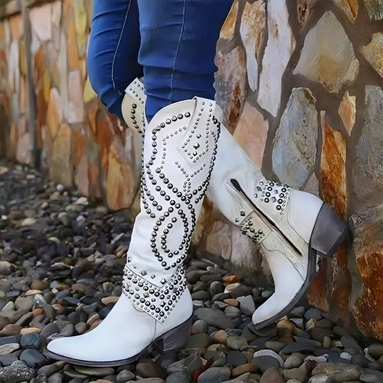Ruffa | Studded Western Knee-High Boots