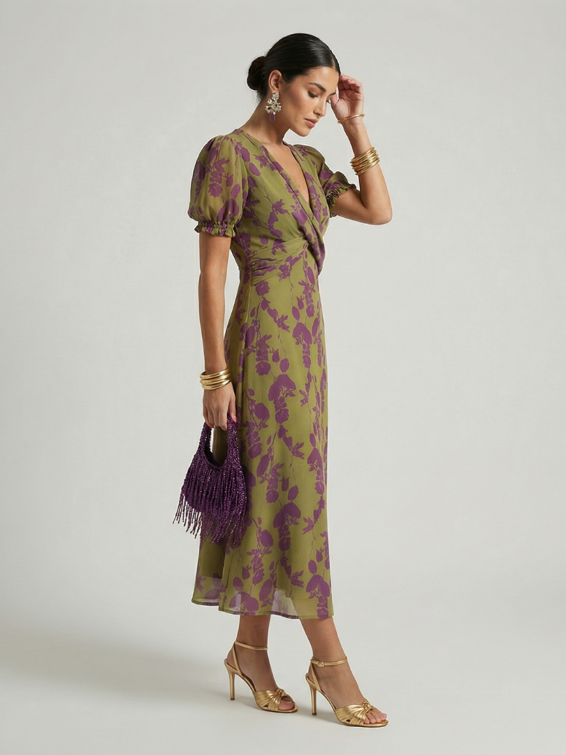 Virel | Floral Pattern Midi Dress