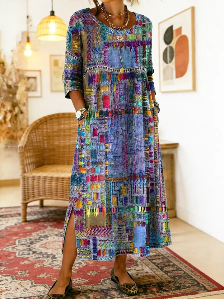 Mauie | Denim Dress with Ethnic Patchwork