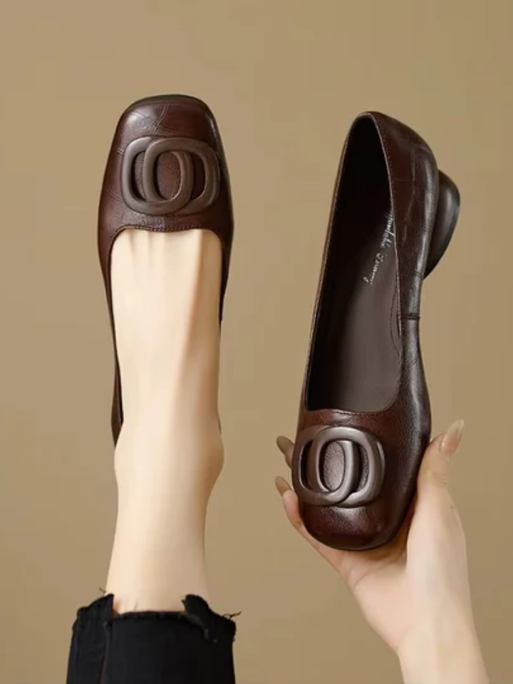 Zarah | Leather Ballet Flats with Square Toe