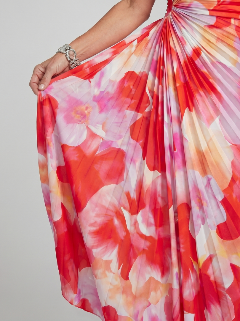 Taya | One-Shoulder Midi Dress with Pleated Top