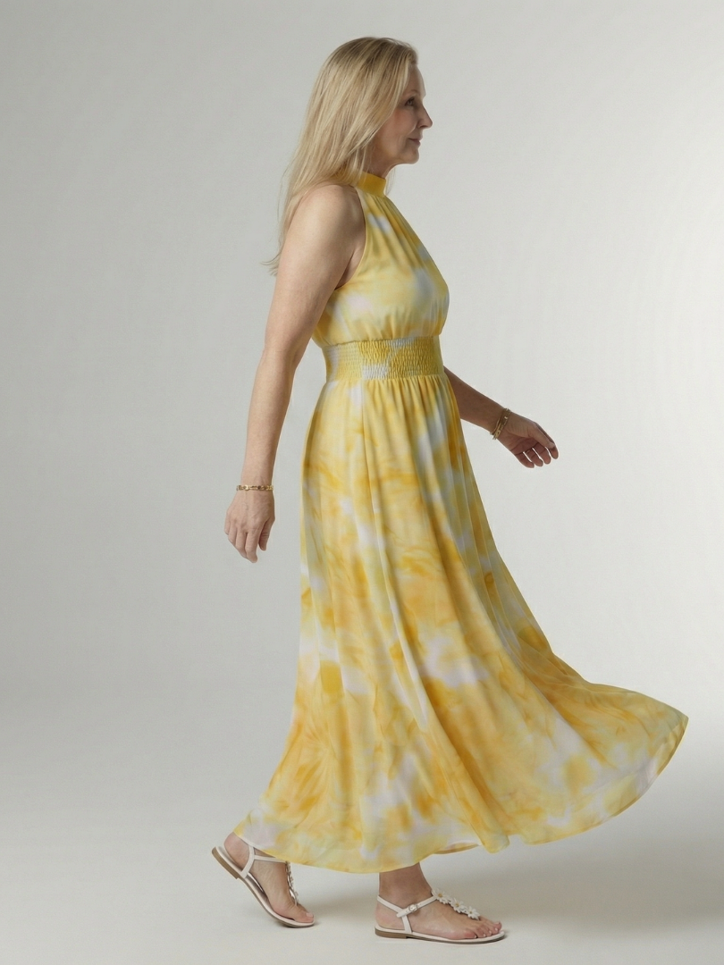 Sylin | Midi Dress with Deep Neckline and Halter Neck