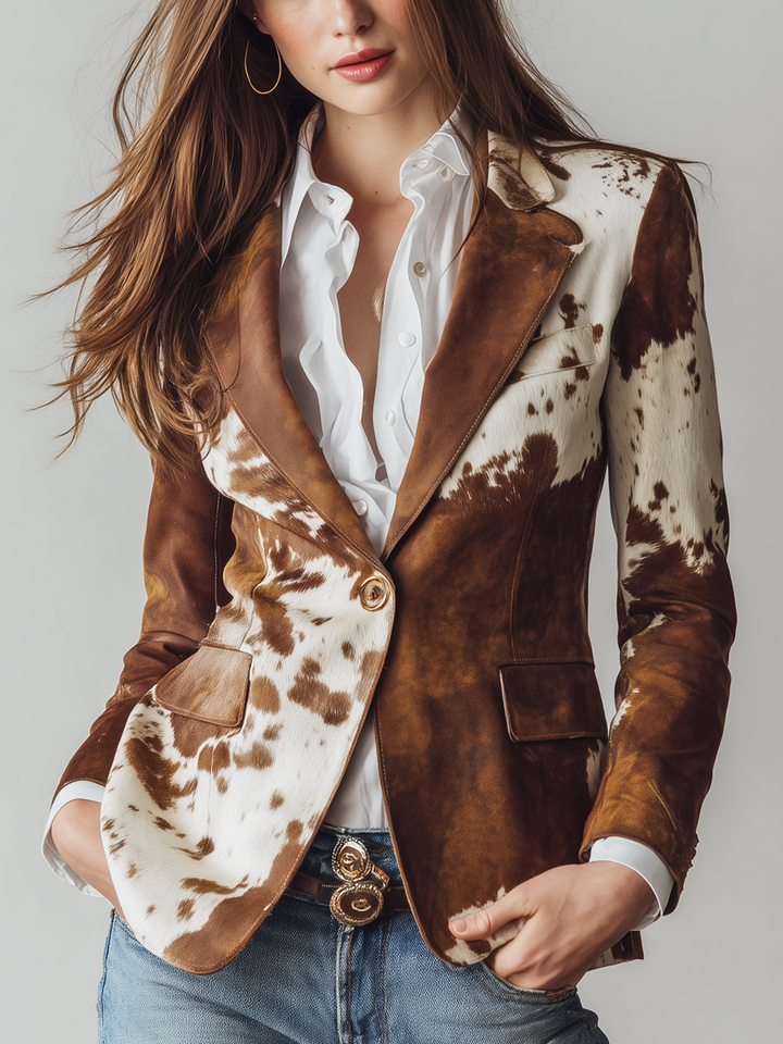 Henrietta | Vintage Cow Print Eco Friendly Blazer
