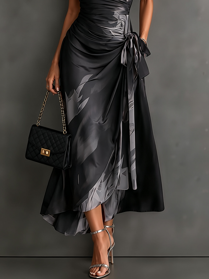 Roxana | Abstract Print Wrap Midi Dress