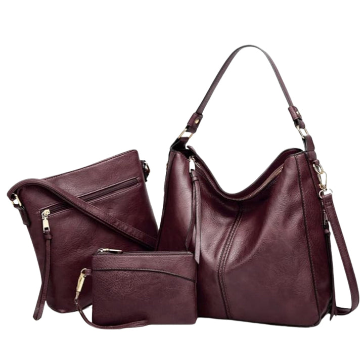 Lizel | Luxury Leather 3-Piece Hobo Bag Set