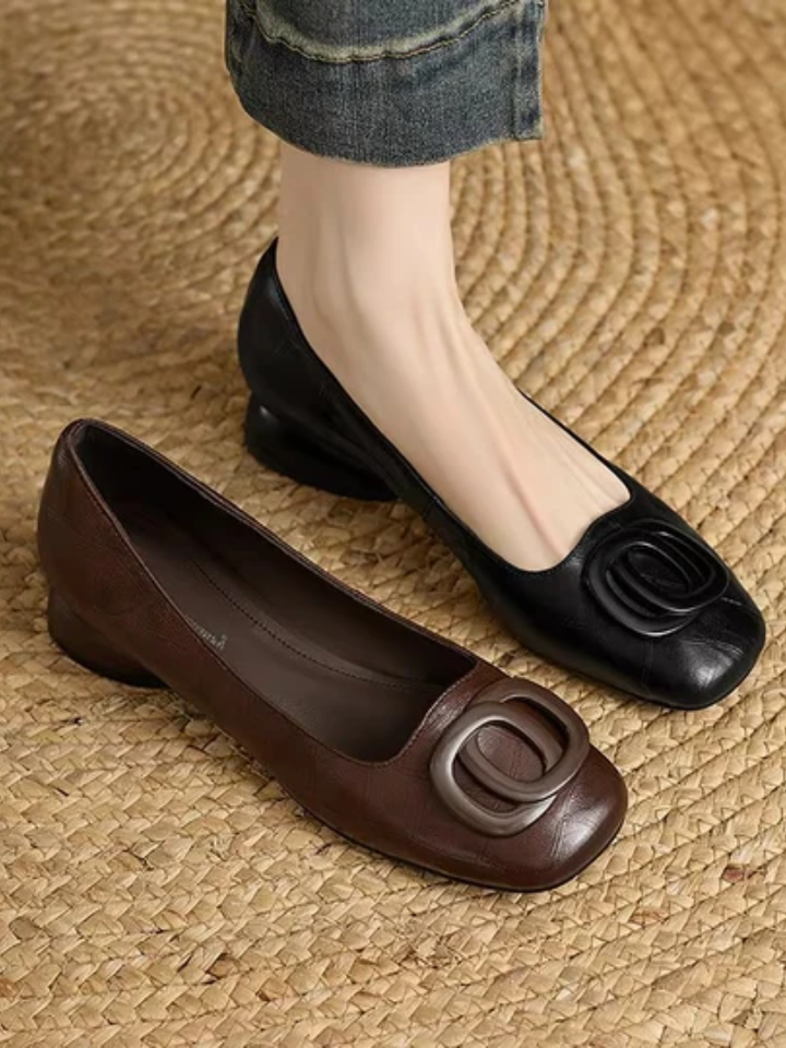 Zarah | Leather Ballet Flats with Square Toe