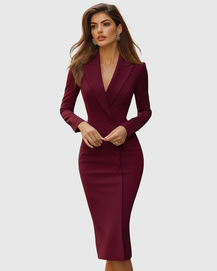 Victoire | Elegant Midi Dress with Structured Blazer