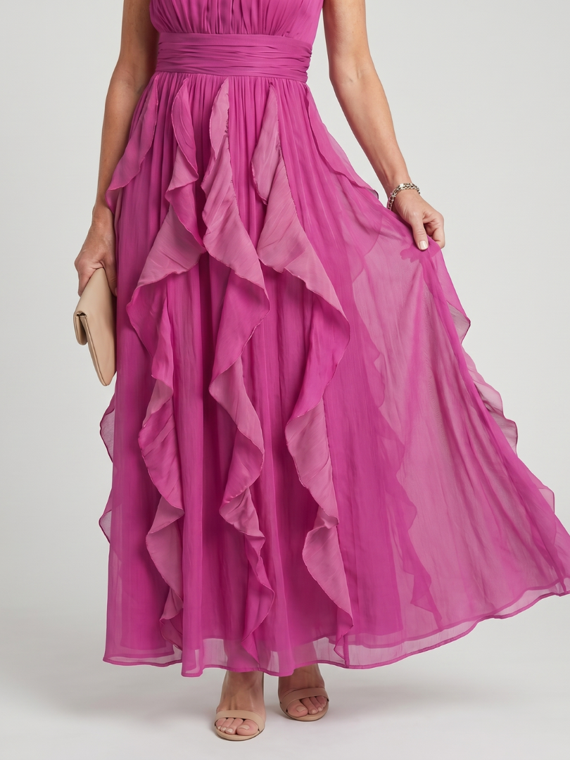 Orea | Maxi Dress with Ruffles and High Neckline