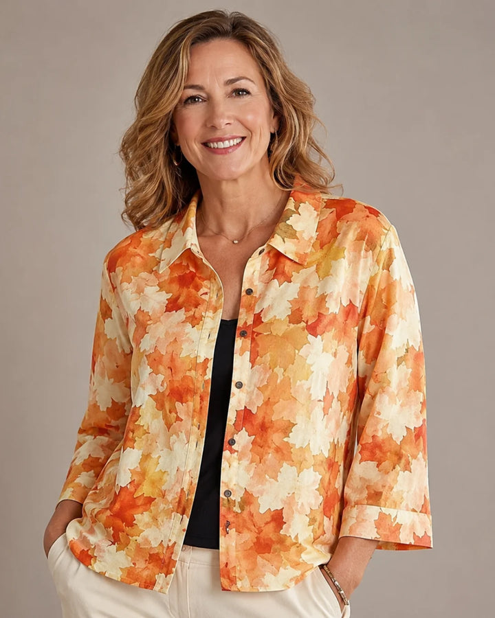 Nolly | Baroque Scrollwork Open Shirt Blouse