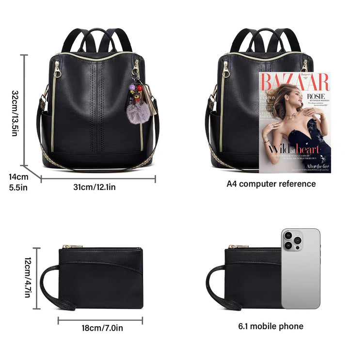 Mara | Luxury Leather 2-in-1 Convertible Backpack + Free Pouch