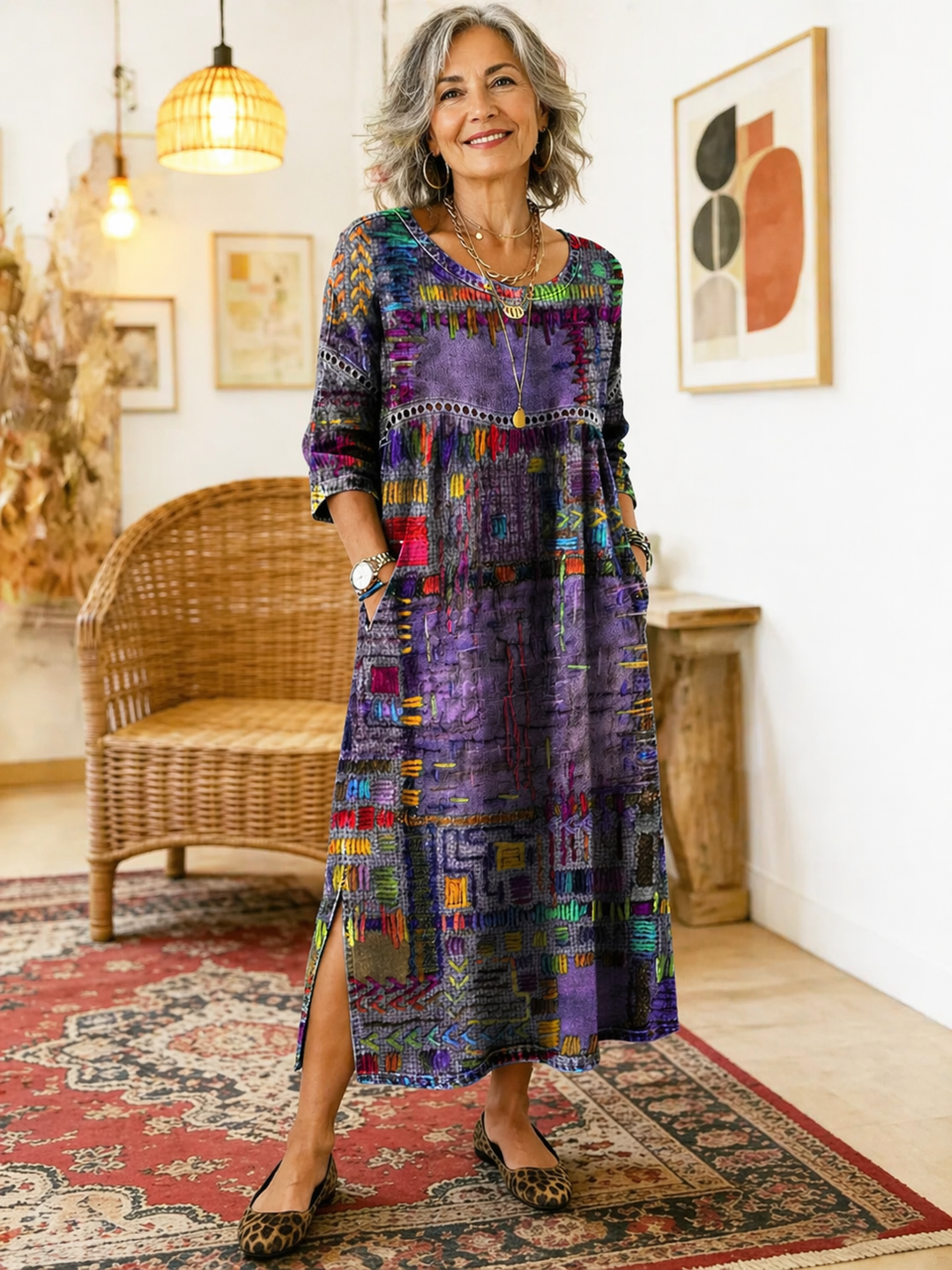 Mauie | Denim Dress with Ethnic Patchwork