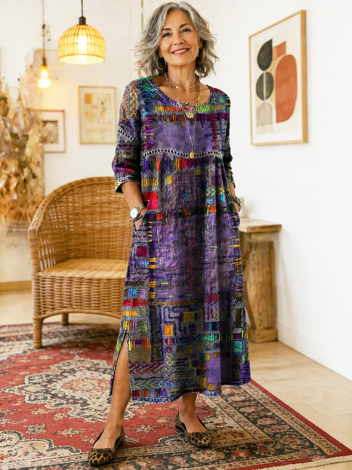 Mauie | Denim Dress with Ethnic Patchwork