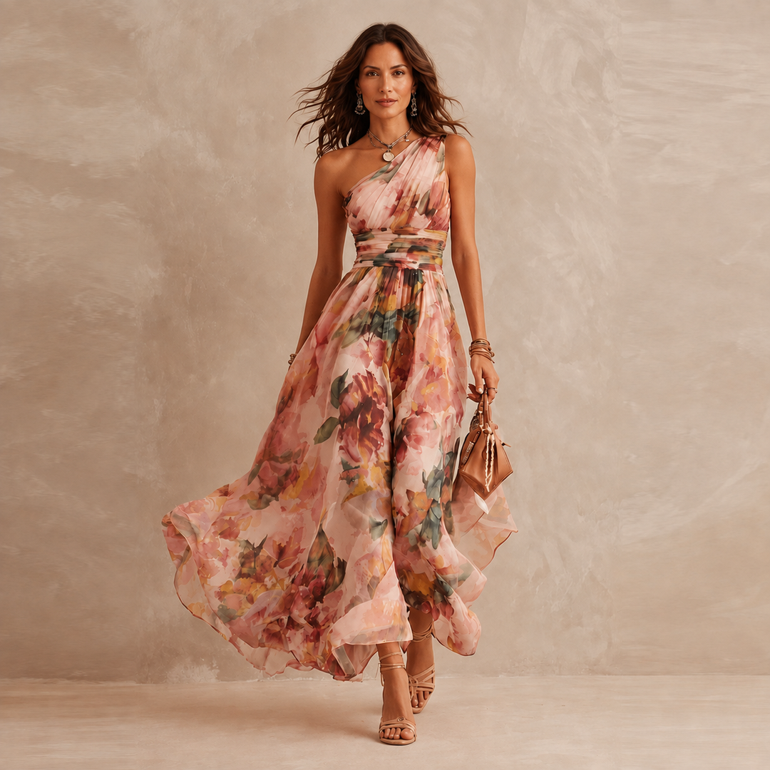 Anika | One-Shoulder Floral Maxi