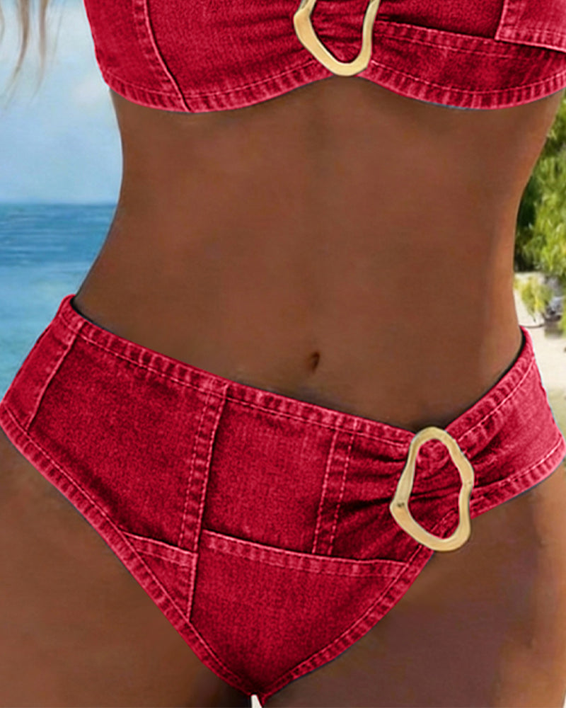 Patricia | Metal Buckle Suspender Bikini Two-Piece