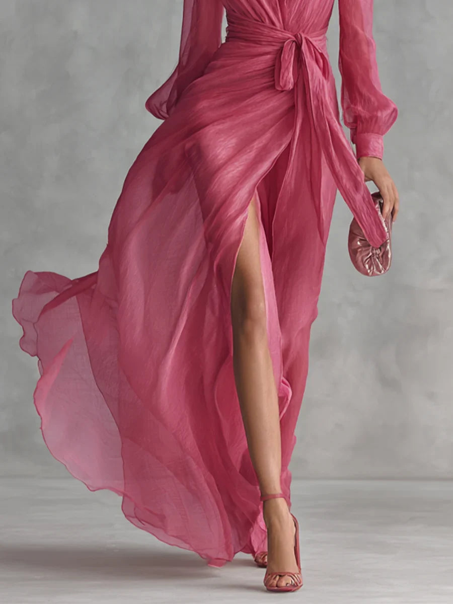 Gloria | Maxi Chiffon Dress with V-Neck