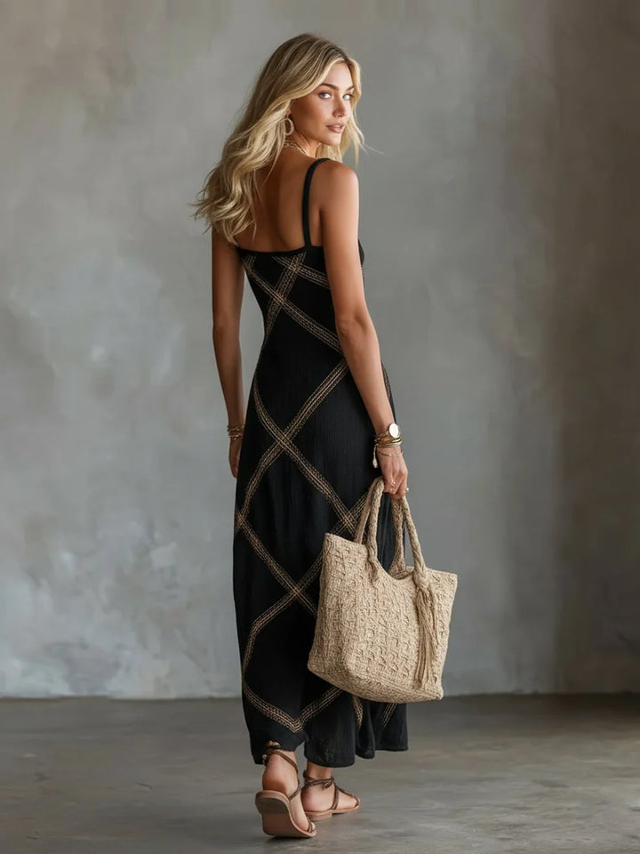 Melisa | Geometric Maxi Dress with Square Neckline