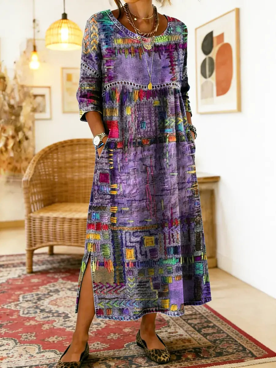 Mauie | Denim Dress with Ethnic Patchwork