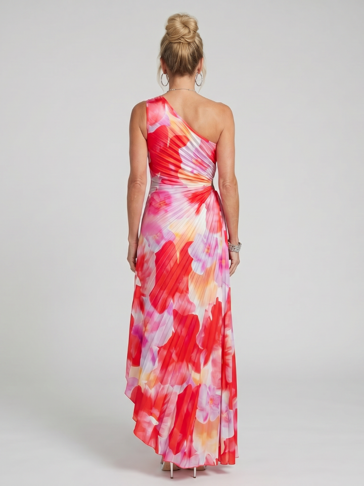 Taya | One-Shoulder Midi Dress with Pleated Top
