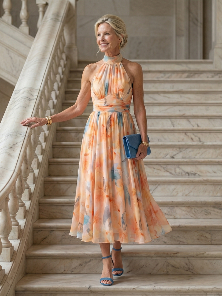 Elin | Soft Midi Dress with Halter Neck