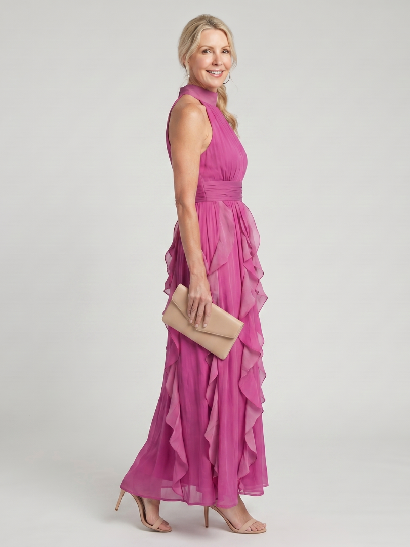 Orea | Maxi Dress with Ruffles and High Neckline