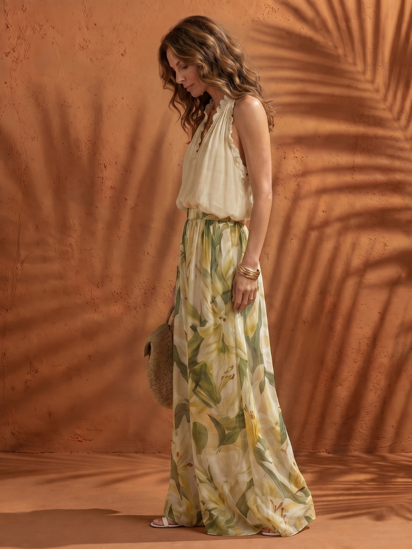 Solange | Halter Neck Blouse Floral Wide Leg Set