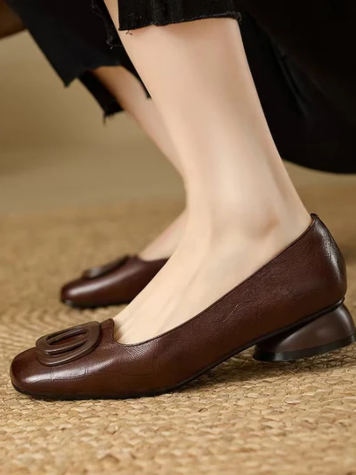Zarah | Leather Ballet Flats with Square Toe