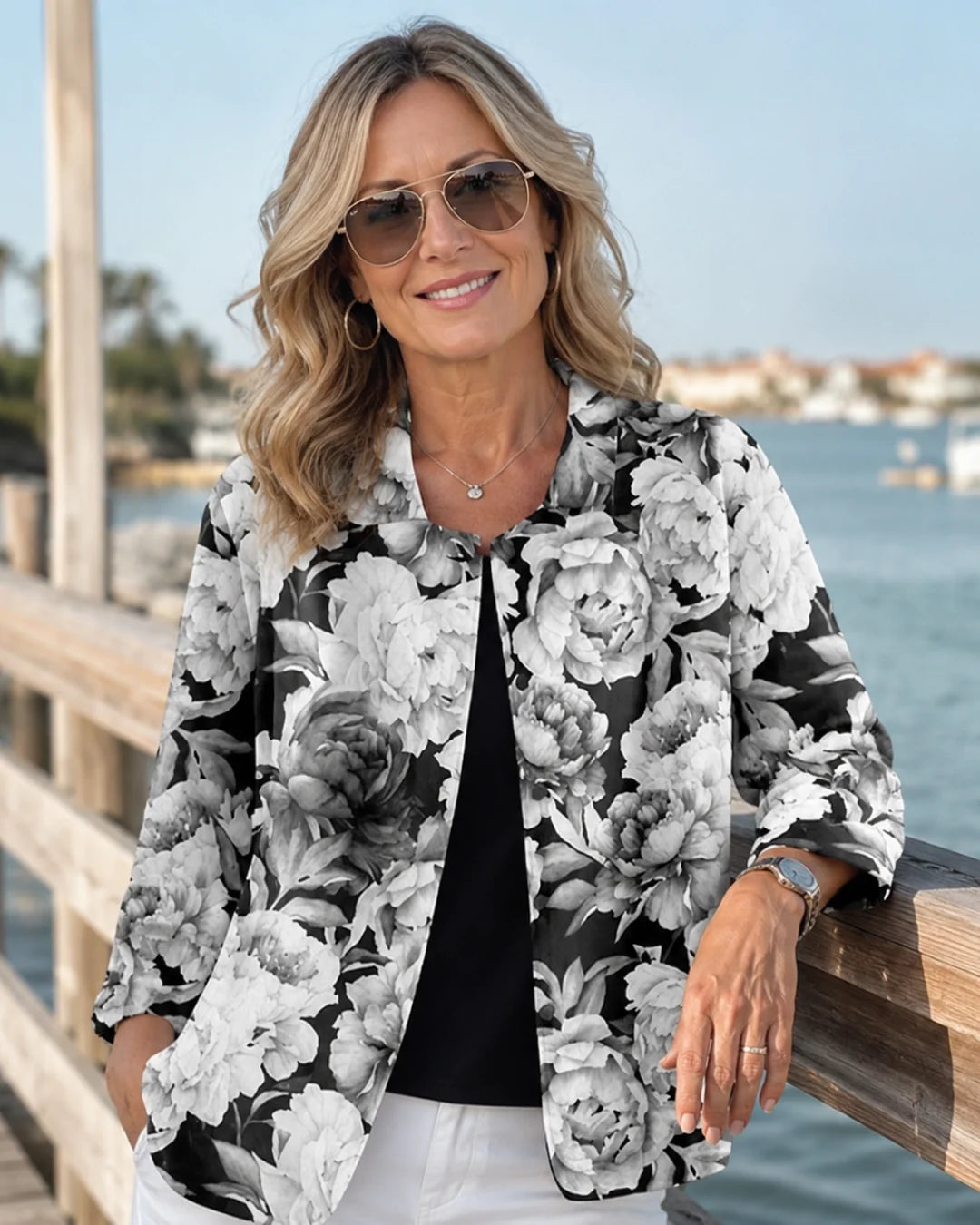 Nolly | Baroque Scrollwork Open Shirt Blouse