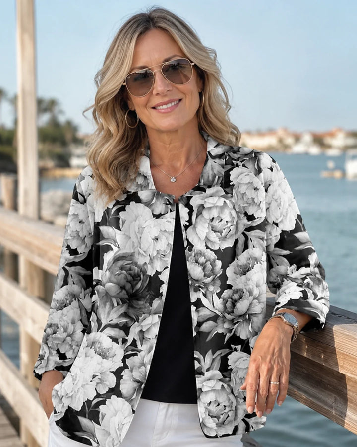 Nolly | Baroque Scrollwork Open Shirt Blouse