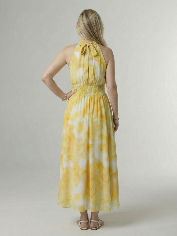 Sylin | Midi Dress with Deep Neckline and Halter Neck