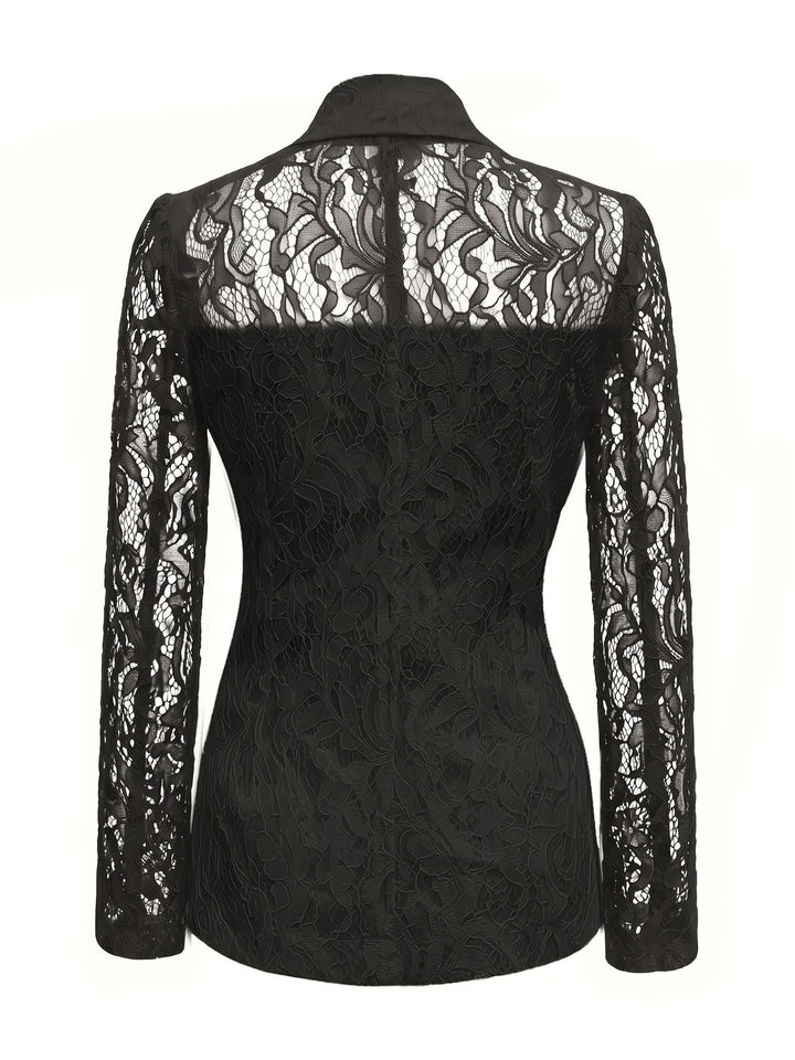 Wyonna | Floral Lace Semi-Sheer Long Sleeve Blazer