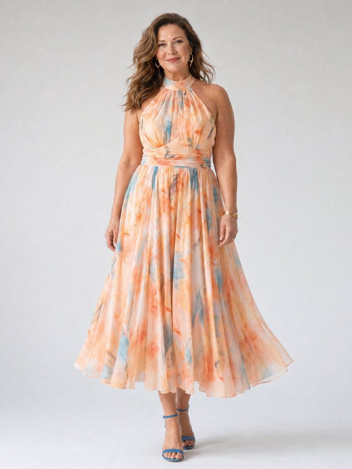 Elin | Soft Midi Dress with Halter Neck