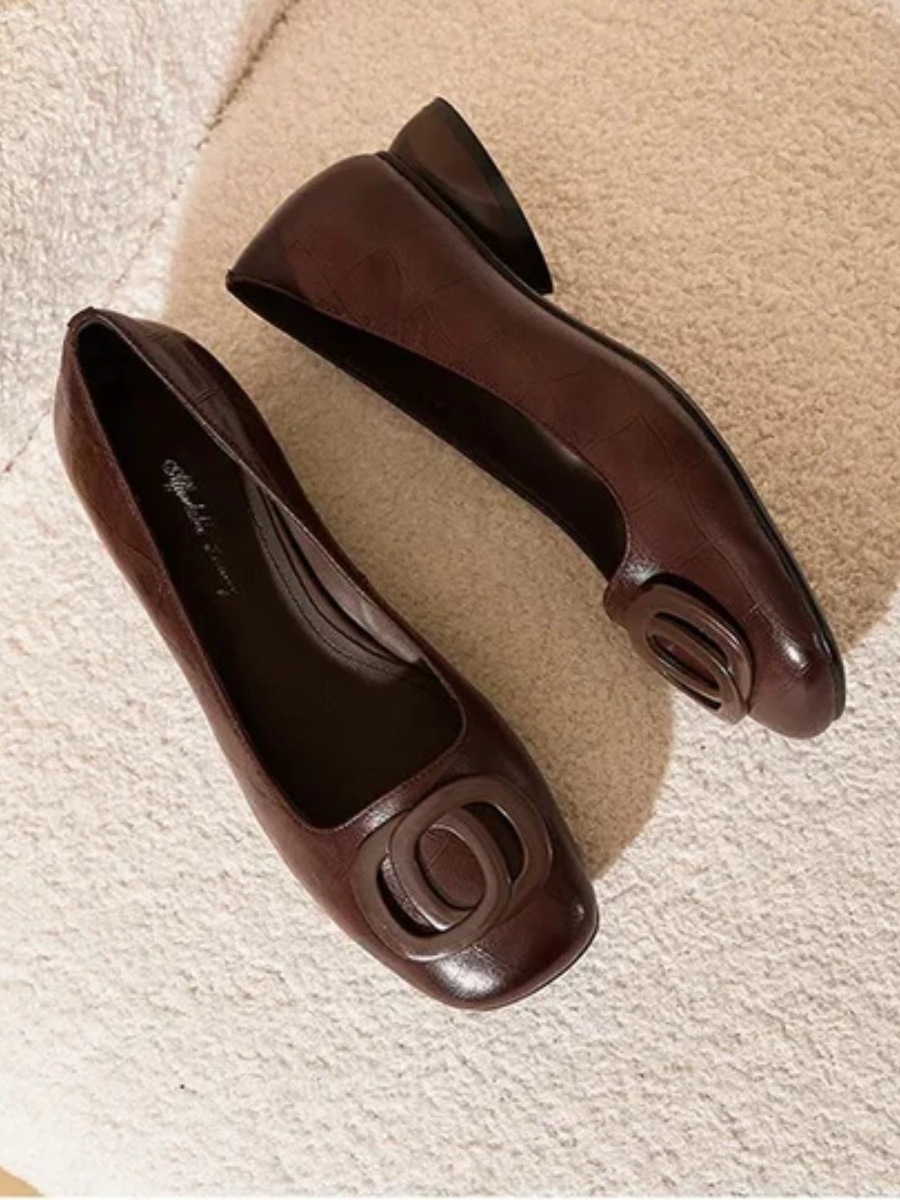 Zarah | Leather Ballet Flats with Square Toe