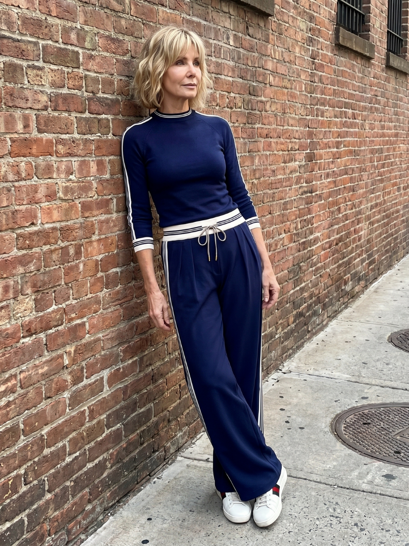 Eirlys | Fitted Long Sleeve Top Wide Leg Pants Set