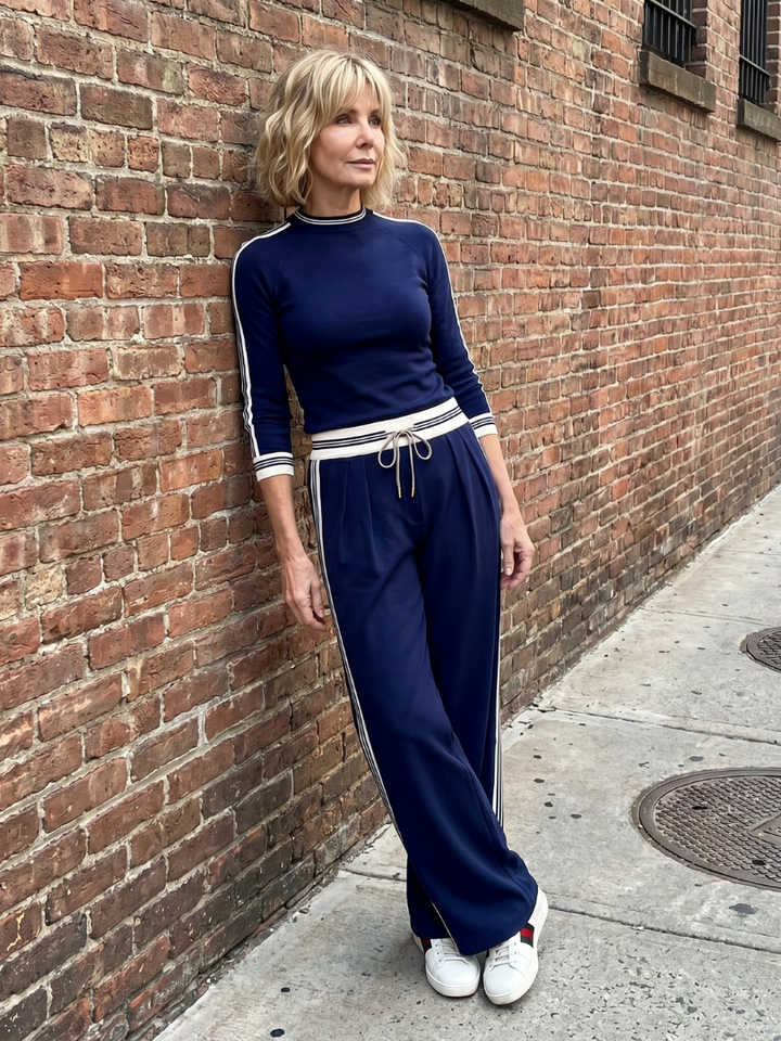 Eirlys | Fitted Long Sleeve Top Wide Leg Pants Set
