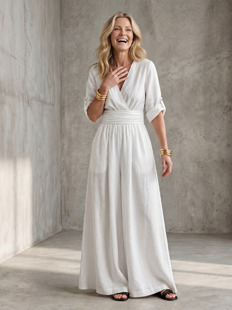 Wanda | Cross Front Wide Leg Jumpsuit