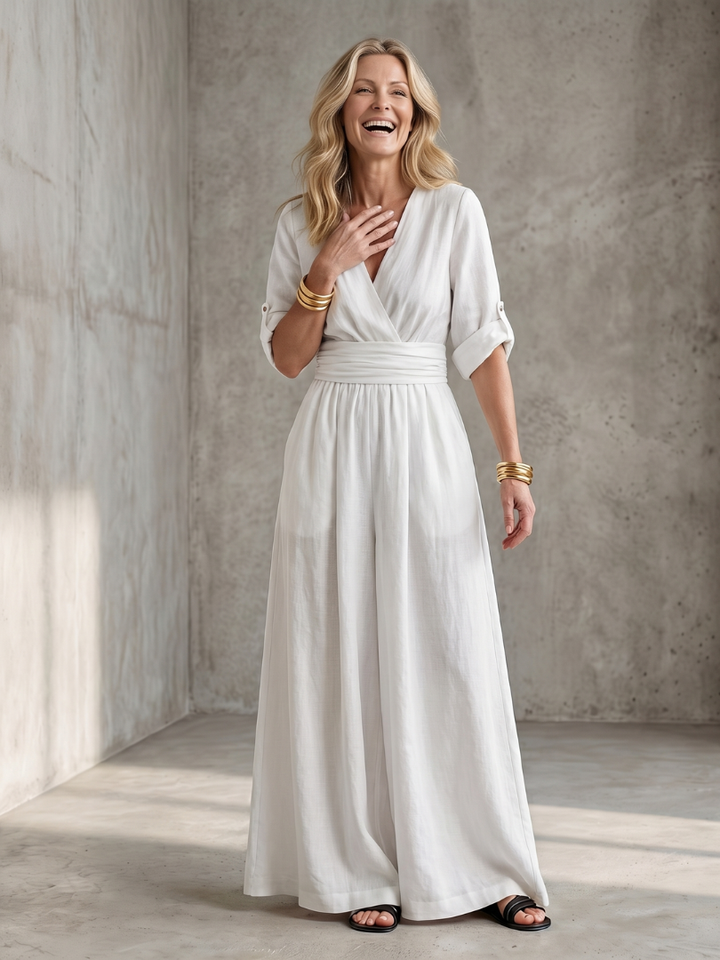 Wanda | Cross Front Wide Leg Jumpsuit