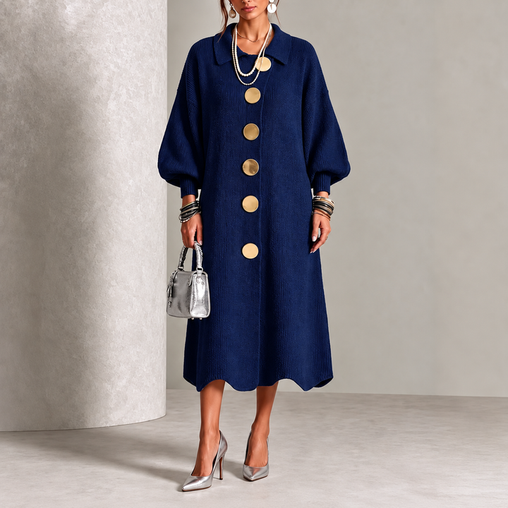 Elaine | Elegant Button Knit Dress