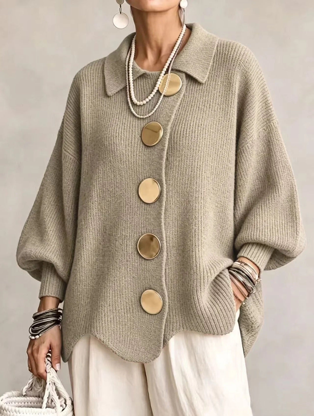 Kaylor | Oversized Collared Button Cardigan