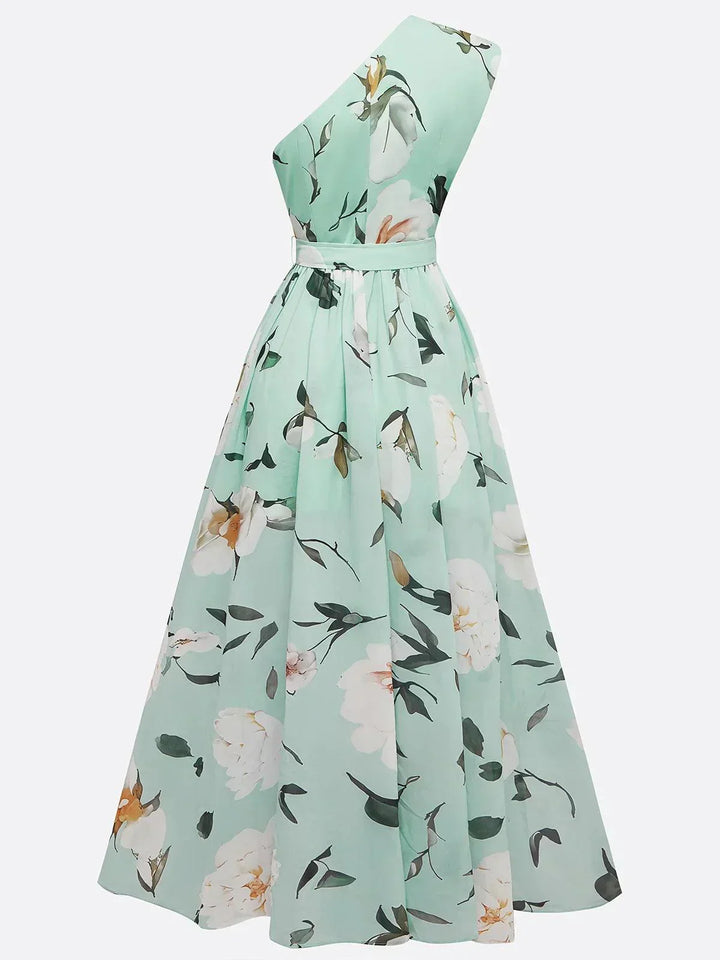 Julie | Chiffon Floral Chiffon Green Chiffon Maxi Dress