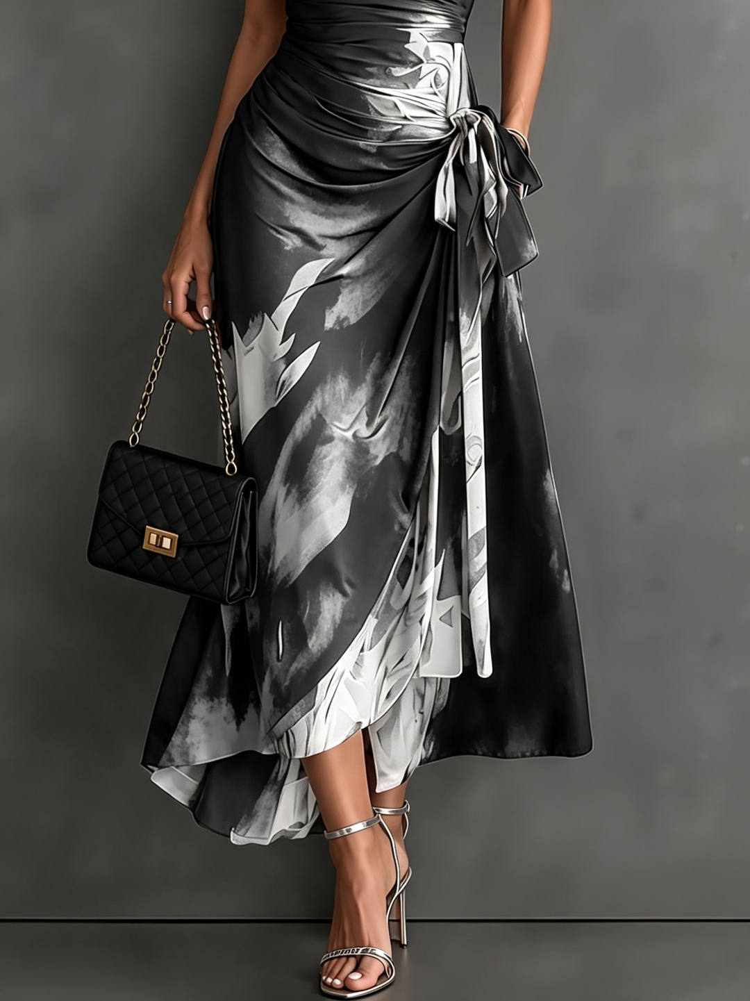 Roxana | Abstract Print Wrap Midi Dress