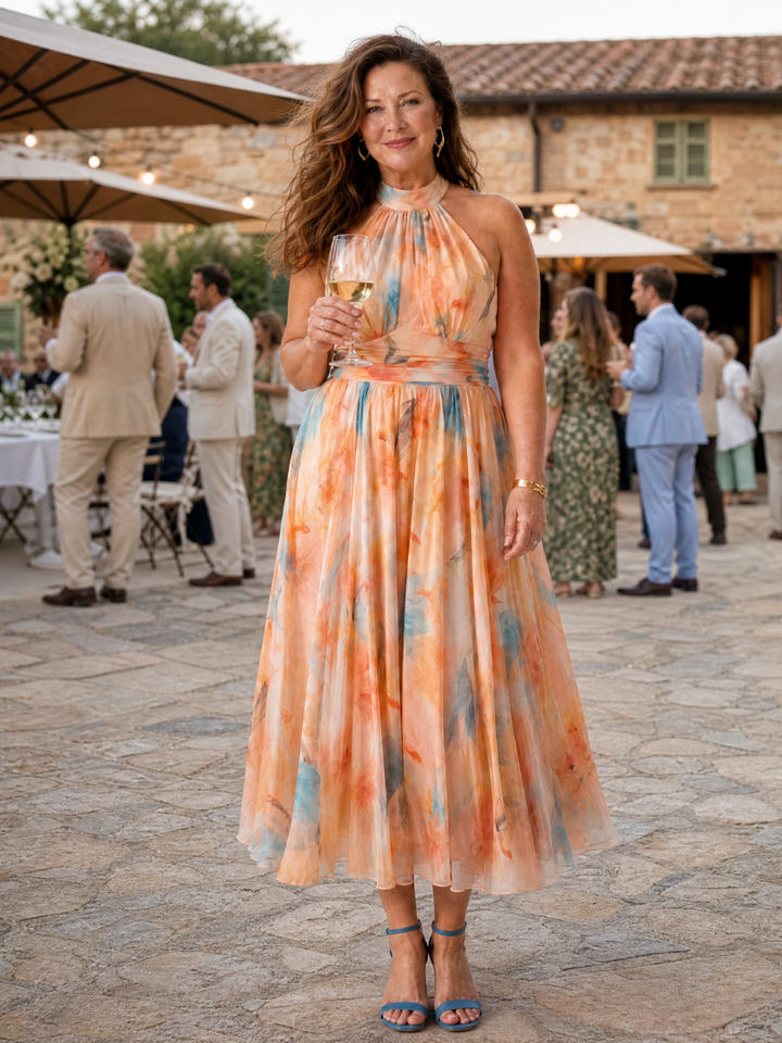 Elin | Soft Midi Dress with Halter Neck