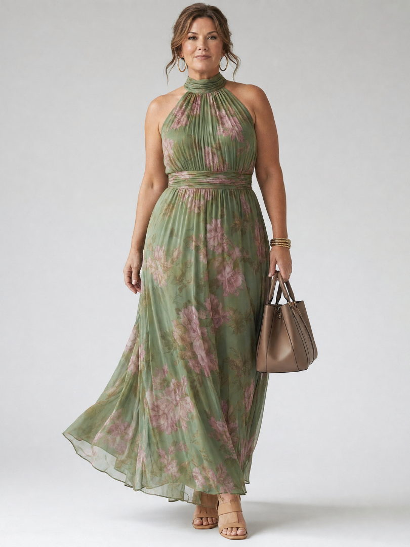Mirelle | Midi Dress with Ruffled Band at the Waist