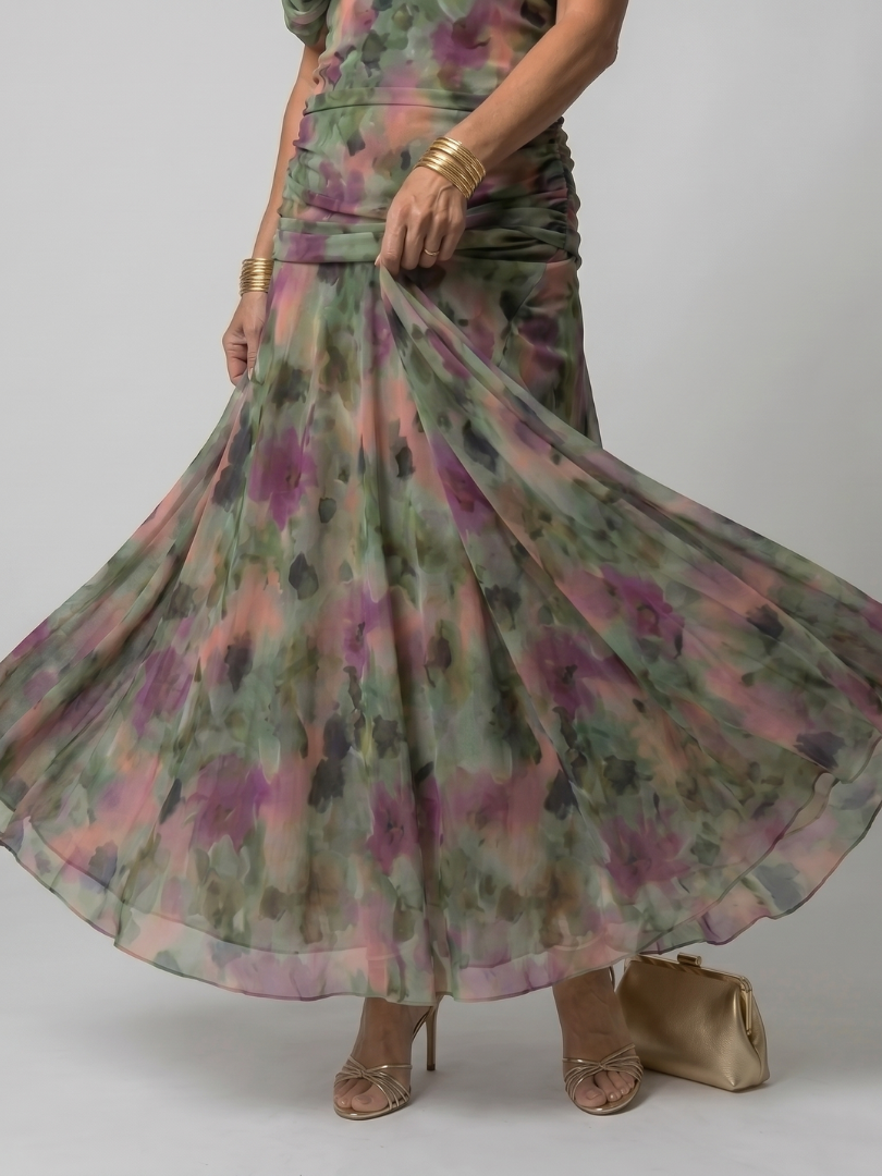 Calen | Airy Midi Dress with Bare Shoulders